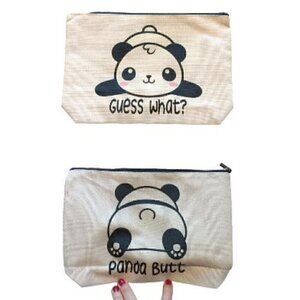 Panda Butt Cosmetic Bag Funny Guess What‎ Makeup Pouch Travel Zippered Gift Cute